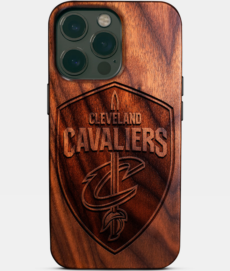 Eco-friendly Cleveland Cavaliers iPhone 14 Pro Max Case - Carved Wood Custom Cleveland Cavaliers Gift For Him - Monogrammed Personalized iPhone 14 Pro Max Cover By Engraved In Nature