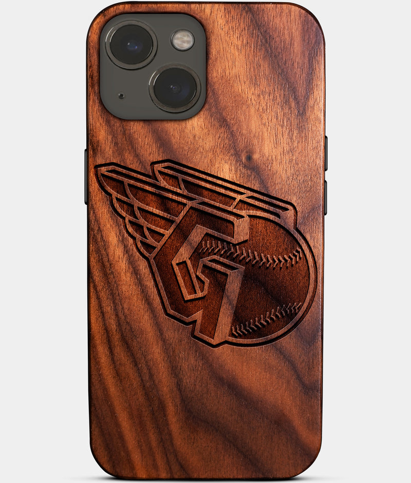Eco-friendly Cleveland Guardians iPhone 14 Case - Carved Wood Custom Cleveland Guardians Gift For Him - Monogrammed Personalized iPhone 14 Cover By Engraved In Nature