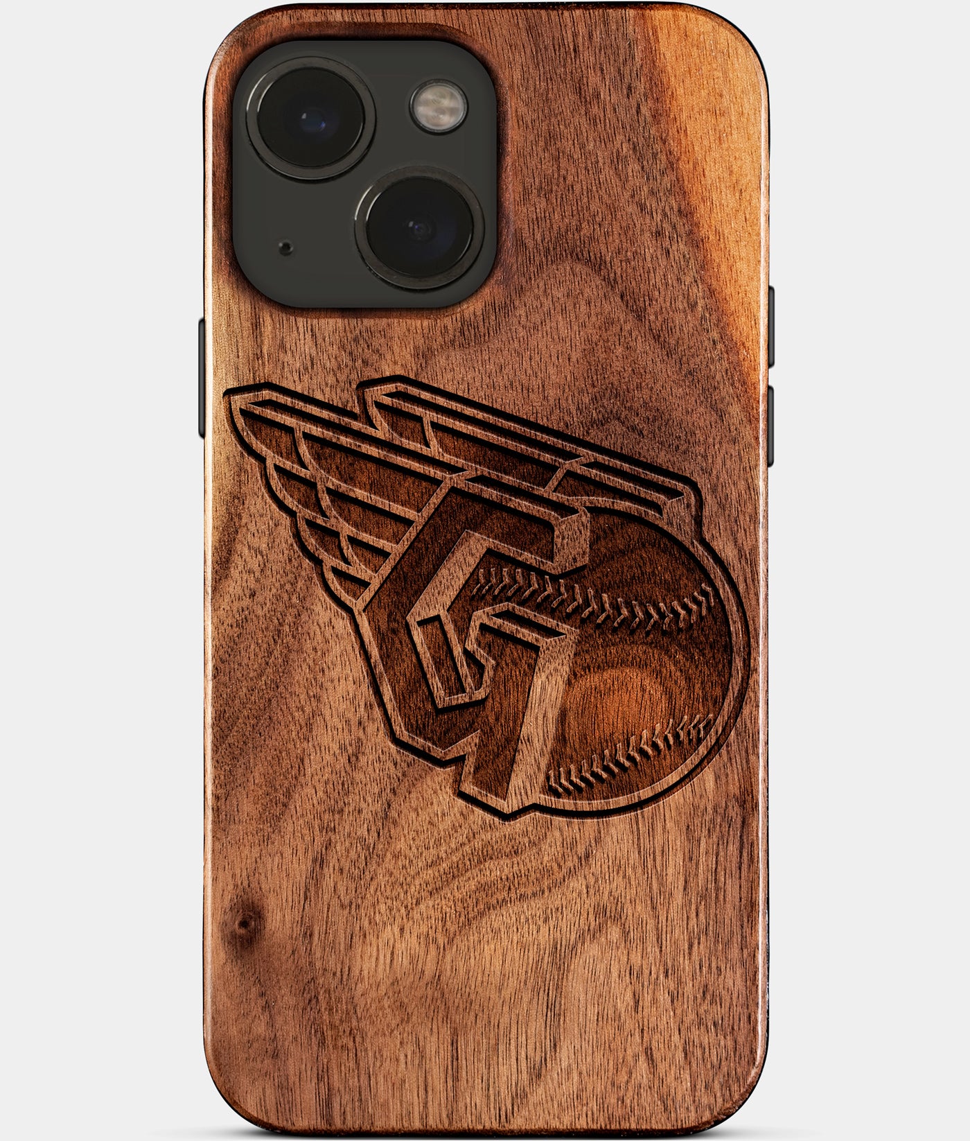 Eco-friendly Cleveland Guardians iPhone 15 Case - Carved Wood Custom Cleveland Guardians Gift For Him - Monogrammed Personalized iPhone 15 Cover By Engraved In Nature