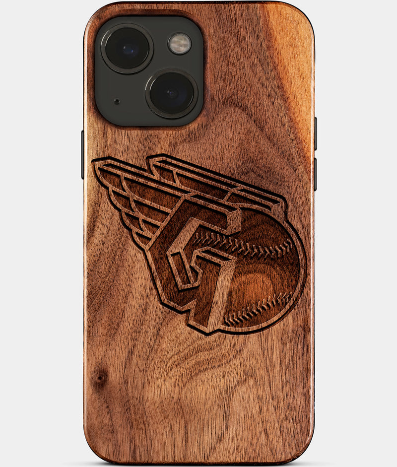 Eco-friendly Cleveland Guardians iPhone 15 Plus Case - Carved Wood Custom Cleveland Guardians Gift For Him - Monogrammed Personalized iPhone 15 Plus Cover By Engraved In Nature