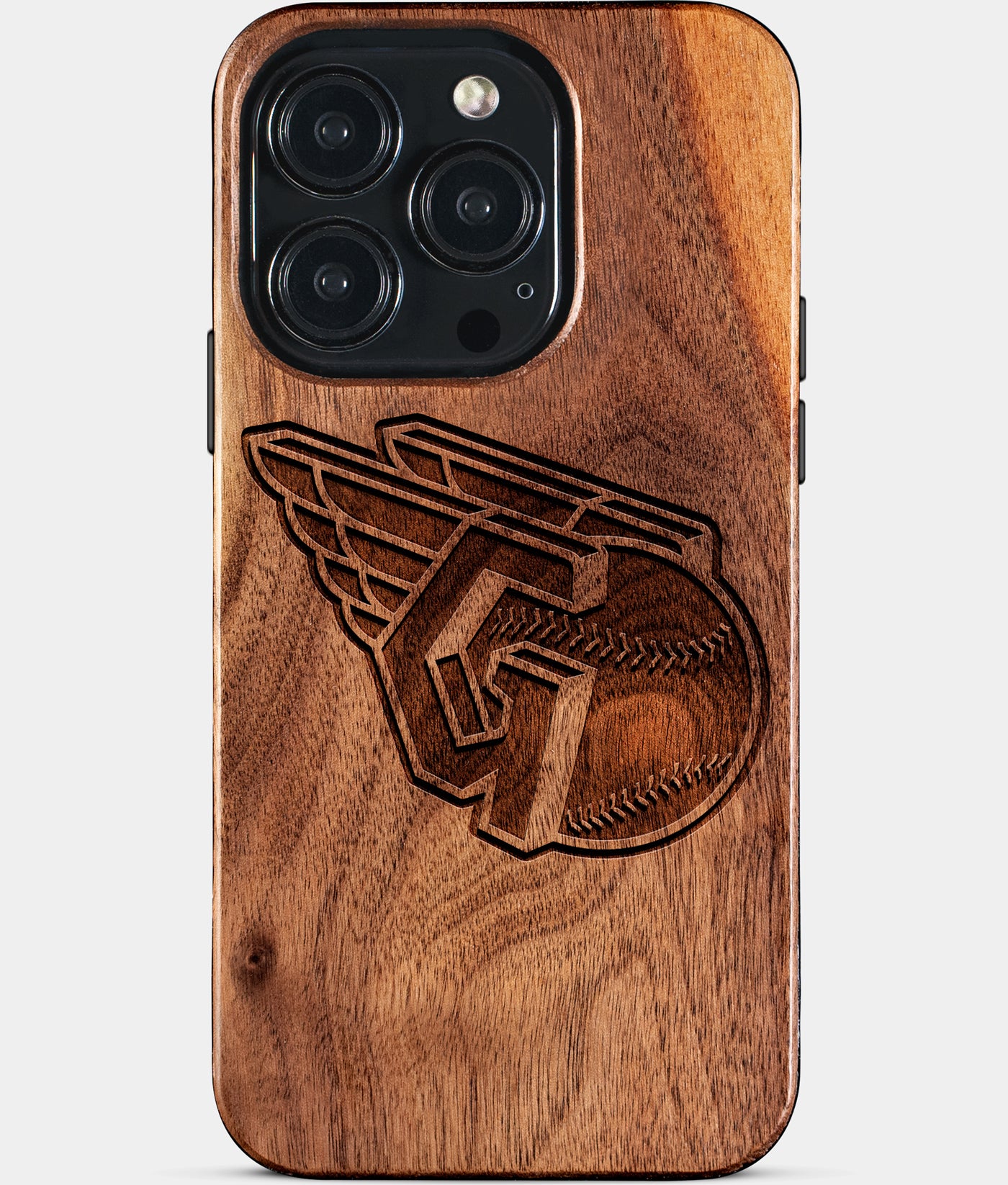 Eco-friendly Cleveland Guardians iPhone 15 Pro Case - Carved Wood Custom Cleveland Guardians Gift For Him - Monogrammed Personalized iPhone 15 Pro Cover By Engraved In Nature