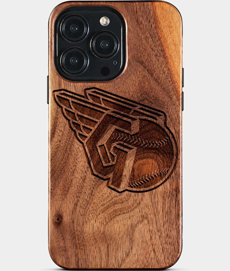 Eco-friendly Cleveland Guardians iPhone 15 Pro Max Case - Carved Wood Custom Cleveland Guardians Gift For Him - Monogrammed Personalized iPhone 15 Pro Max Cover By Engraved In Nature