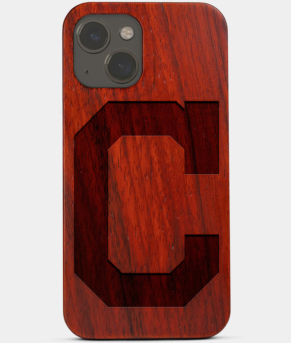 Carved Wood Cleveland Guardians iPhone 13 Case | Custom Cleveland Indians Gift, Birthday Gift | Personalized Mahogany Wood Cover, Gifts For Him, Monogrammed Gift For Fan | by Engraved In Nature
