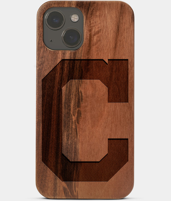 Carved Wood Cleveland Guardians iPhone 13 Case | Custom Cleveland Indians Gift, Birthday Gift | Personalized Mahogany Wood Cover, Gifts For Him, Monogrammed Gift For Fan | by Engraved In Nature