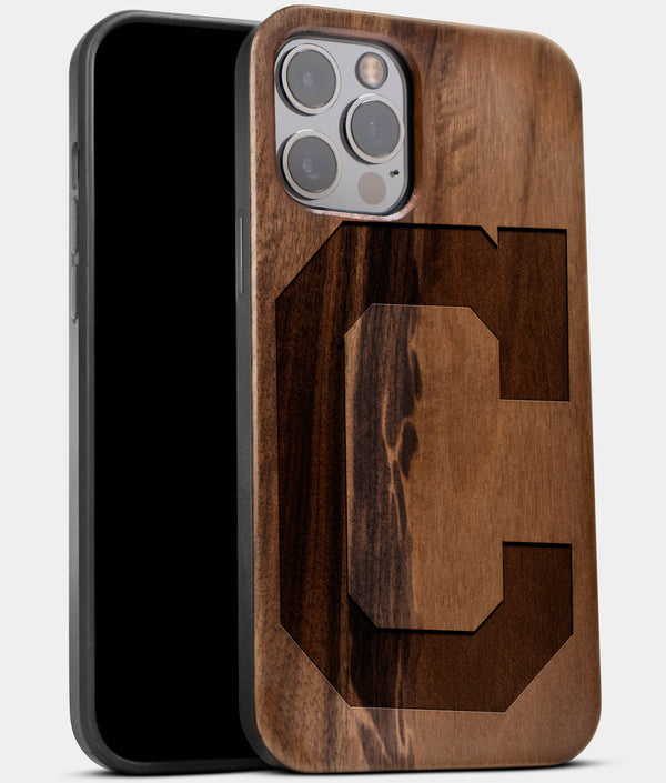 Best Wood Cleveland Indians iPhone 13 Pro Max Case | Custom Cleveland Indians Gift | Walnut Wood Cover - Engraved In Nature