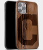 Best Wood Cleveland Indians iPhone 13 Pro Max Case | Custom Cleveland Indians Gift | Walnut Wood Cover - Engraved In Nature