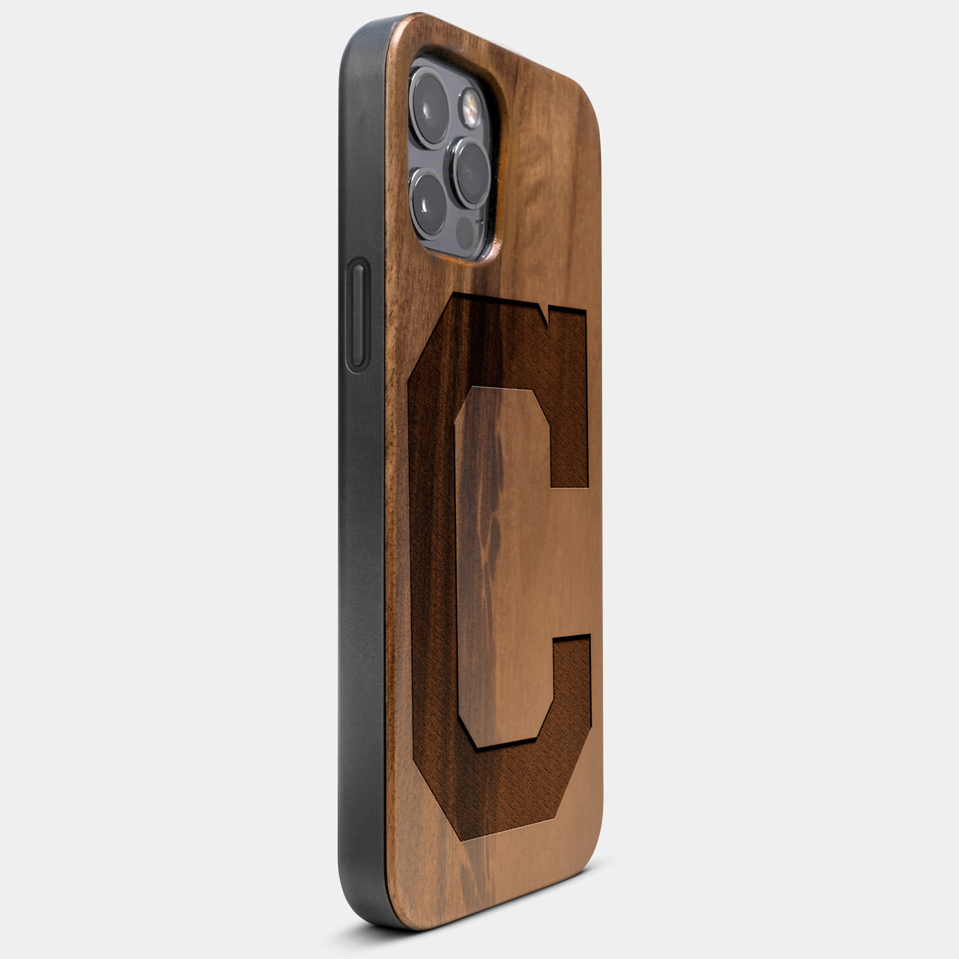 Best Wood Cleveland Indians iPhone 13 Pro Max Case | Custom Cleveland Indians Gift | Walnut Wood Cover - Engraved In Nature