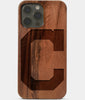 Carved Wood Cleveland Guardians iPhone 13 Pro Max Case | Custom Cleveland Indians Gift, Birthday Gift | Personalized Mahogany Wood Cover, Gifts For Him, Monogrammed Gift For Fan | by Engraved In Nature