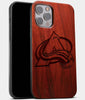 Best Wood Colorado Avalanche iPhone 13 Pro Case | Custom Colorado Avalanche Gift | Mahogany Wood Cover - Engraved In Nature