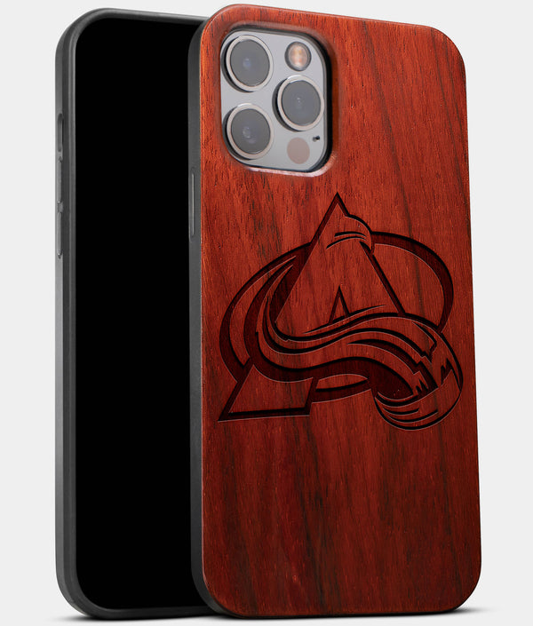 Best Wood Colorado Avalanche iPhone 13 Pro Max Case | Custom Colorado Avalanche Gift | Mahogany Wood Cover - Engraved In Nature