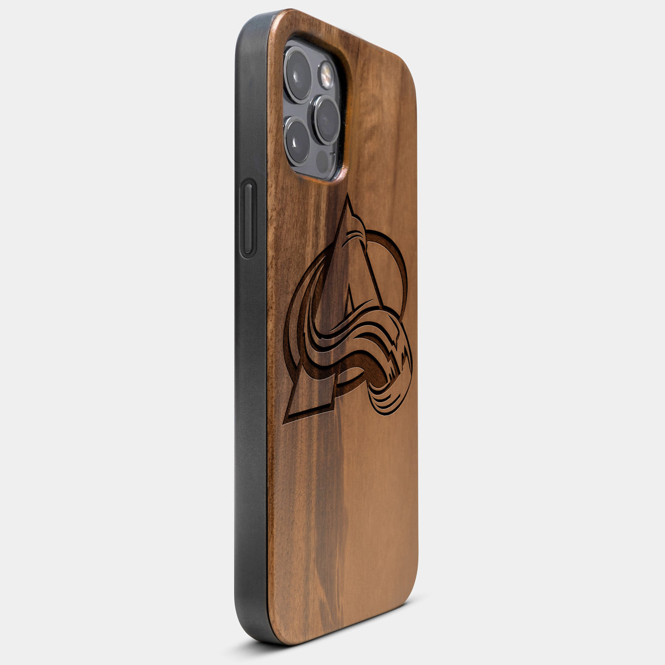 Best Wood Colorado Avalanche iPhone 13 Pro Max Case | Custom Colorado Avalanche Gift | Walnut Wood Cover - Engraved In Nature