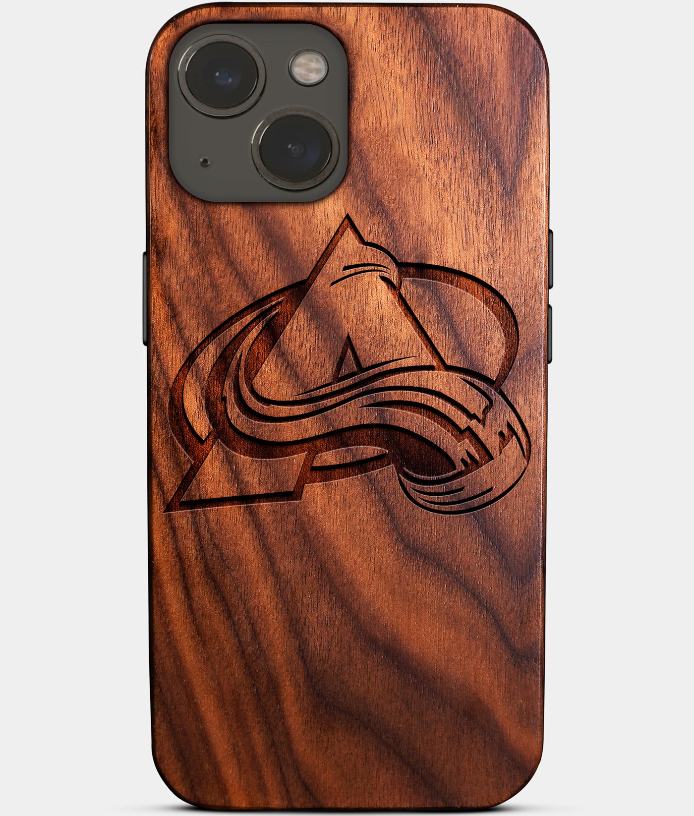 Eco-friendly Colorado Avalanche iPhone 14 Plus Case - Carved Wood Custom Colorado Avalanche Gift For Him - Monogrammed Personalized iPhone 14 Plus Cover By Engraved In Nature