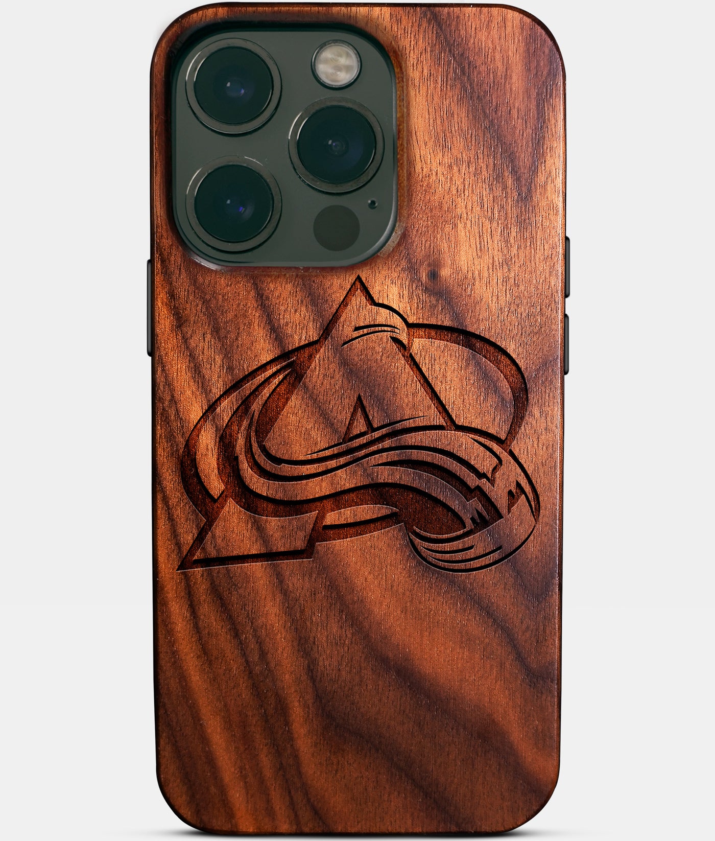 Eco-friendly Colorado Avalanche iPhone 14 Pro Case - Carved Wood Custom Colorado Avalanche Gift For Him - Monogrammed Personalized iPhone 14 Pro Cover By Engraved In Nature