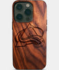 Eco-friendly Colorado Avalanche iPhone 14 Pro Case - Carved Wood Custom Colorado Avalanche Gift For Him - Monogrammed Personalized iPhone 14 Pro Cover By Engraved In Nature