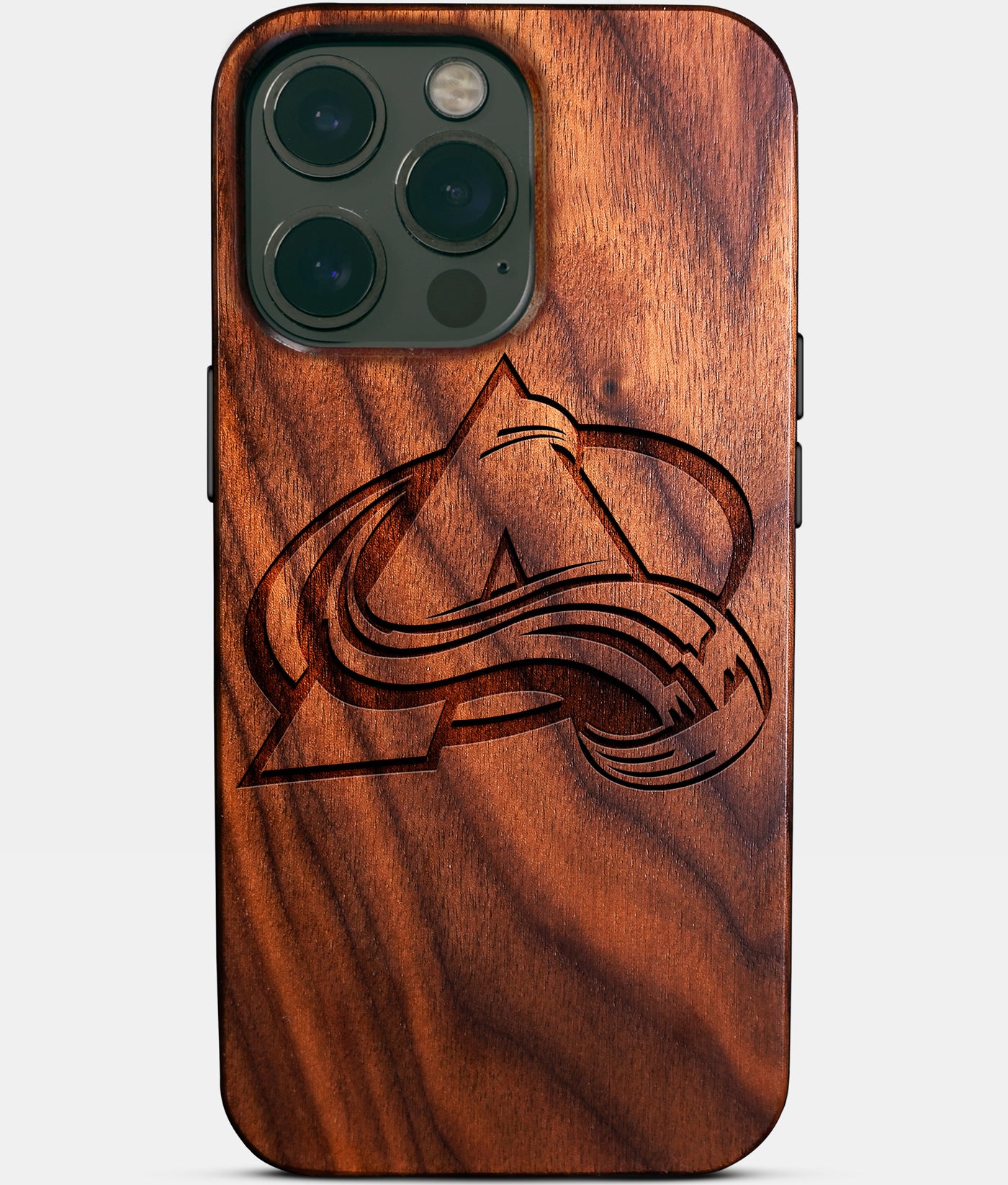 Eco-friendly Colorado Avalanche iPhone 14 Pro Max Case - Carved Wood Custom Colorado Avalanche Gift For Him - Monogrammed Personalized iPhone 14 Pro Max Cover By Engraved In Nature