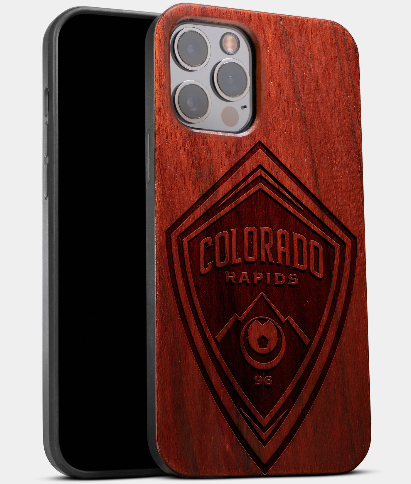 Best Wood Colorado Rapids iPhone 13 Pro Case | Custom Colorado Rapids Gift | Mahogany Wood Cover - Engraved In Nature