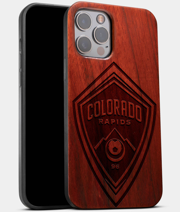 Best Wood Colorado Rapids iPhone 13 Pro Case | Custom Colorado Rapids Gift | Mahogany Wood Cover - Engraved In Nature