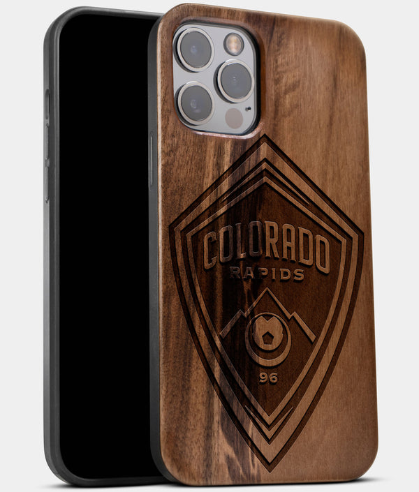 Best Wood Colorado Rapids iPhone 13 Pro Case | Custom Colorado Rapids Gift | Walnut Wood Cover - Engraved In Nature