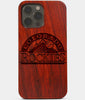 Carved Wood Colorado Rockies iPhone 13 Pro Case | Custom Colorado Rockies Gift, Birthday Gift | Personalized Mahogany Wood Cover, Gifts For Him, Monogrammed Gift For Fan | by Engraved In Nature