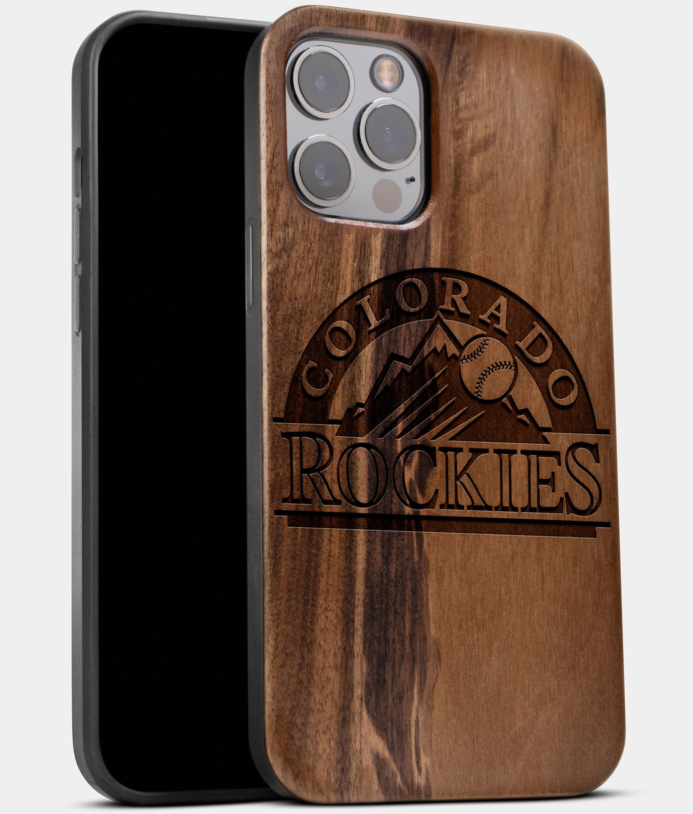 Best Wood Colorado Rockies iPhone 13 Pro Case | Custom Colorado Rockies Gift | Walnut Wood Cover - Engraved In Nature