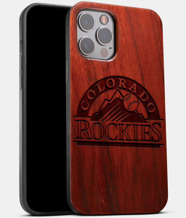 Best Wood Colorado Rockies iPhone 13 Pro Max Case | Custom Colorado Rockies Gift | Mahogany Wood Cover - Engraved In Nature