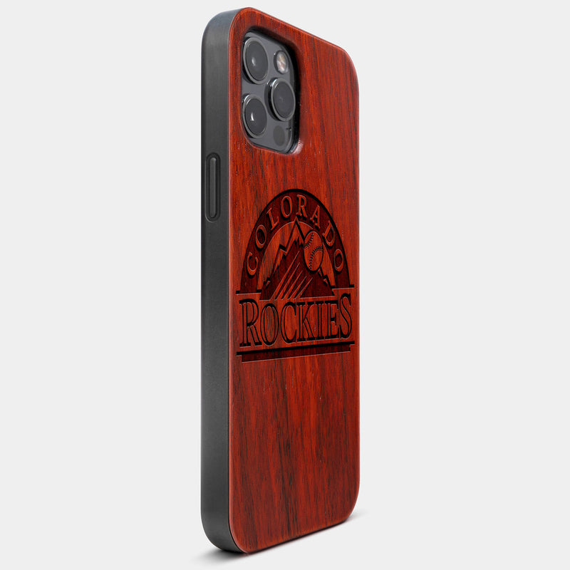 Best Wood Colorado Rockies iPhone 13 Pro Max Case | Custom Colorado Rockies Gift | Mahogany Wood Cover - Engraved In Nature