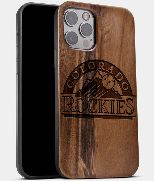 Best Wood Colorado Rockies iPhone 13 Pro Max Case | Custom Colorado Rockies Gift | Walnut Wood Cover - Engraved In Nature