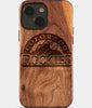 Eco-friendly Colorado Rockies iPhone 15 Case - Carved Wood Custom Colorado Rockies Gift For Him - Monogrammed Personalized iPhone 15 Cover By Engraved In Nature