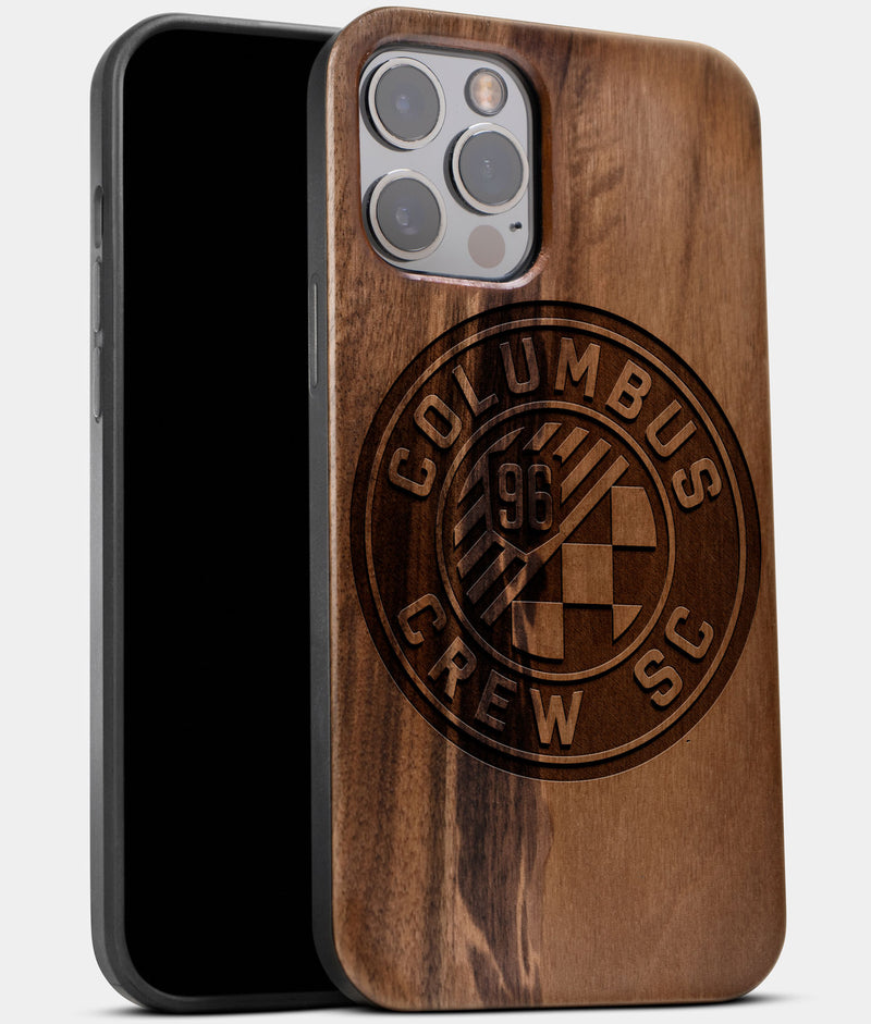 Best Wood Columbus Crew SC iPhone 13 Pro Case | Custom Columbus Crew SC Gift | Walnut Wood Cover - Engraved In Nature