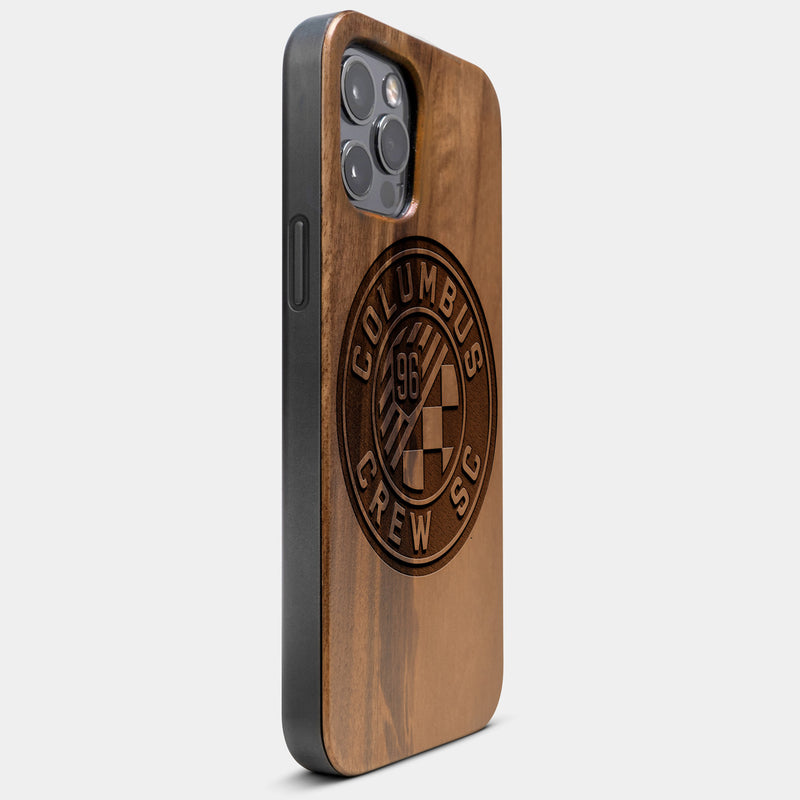 Best Wood Columbus Crew SC iPhone 13 Pro Case | Custom Columbus Crew SC Gift | Walnut Wood Cover - Engraved In Nature