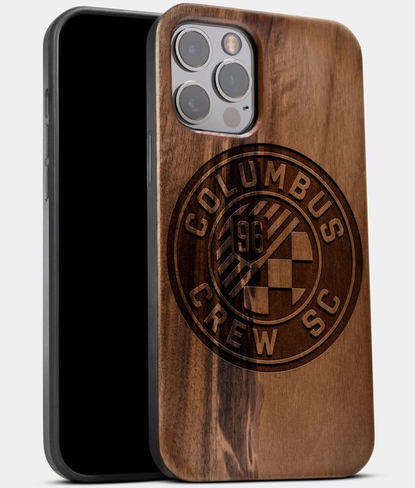 Best Wood Columbus Crew SC iPhone 13 Pro Max Case | Custom Columbus Crew SC Gift | Walnut Wood Cover - Engraved In Nature