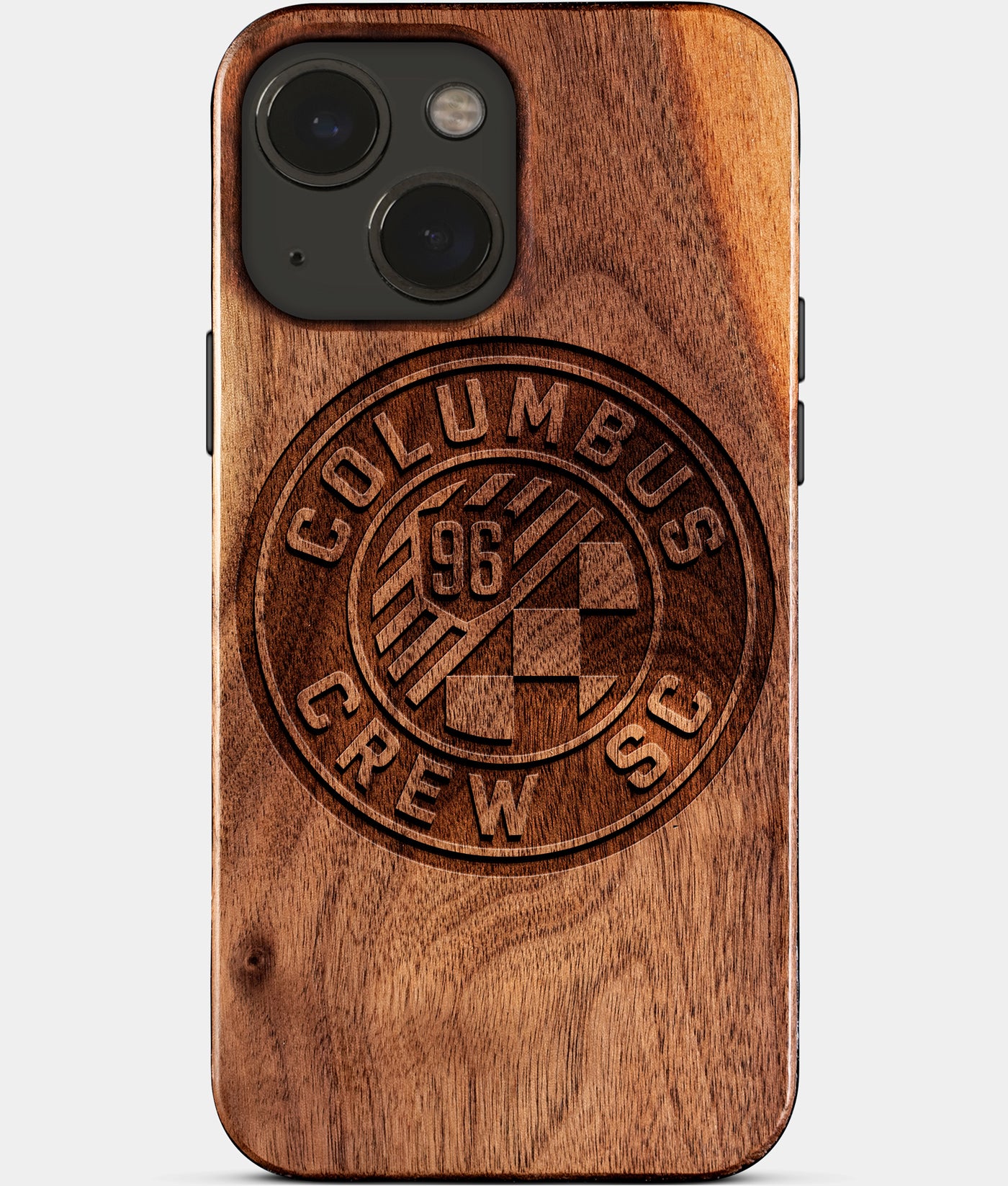 Eco-friendly Columbus Crew SC iPhone 15 Case - Carved Wood Custom Columbus Crew SC Gift For Him - Monogrammed Personalized iPhone 15 Cover By Engraved In Nature