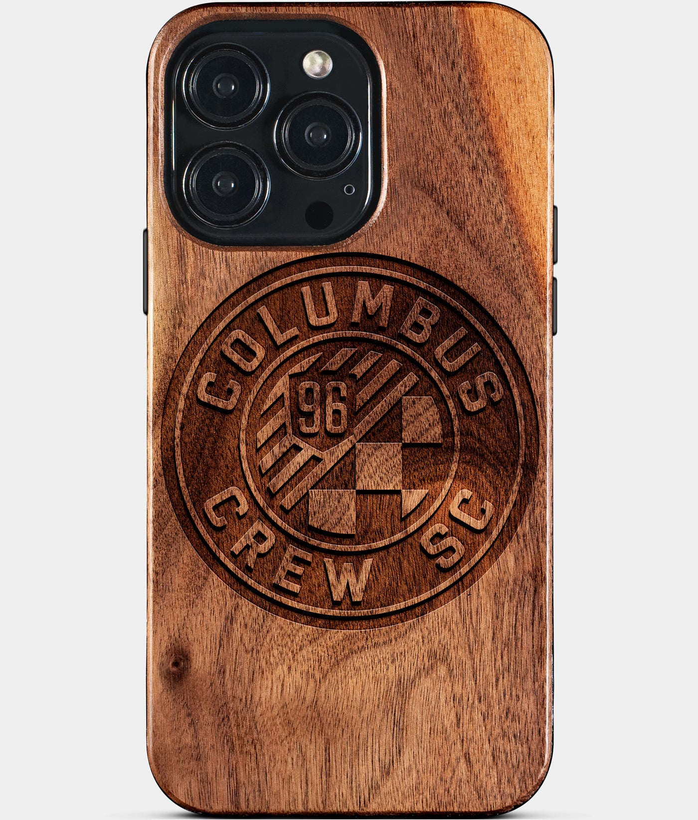 Eco-friendly Columbus Crew SC iPhone 15 Pro Max Case - Carved Wood Custom Columbus Crew SC Gift For Him - Monogrammed Personalized iPhone 15 Pro Max Cover By Engraved In Nature