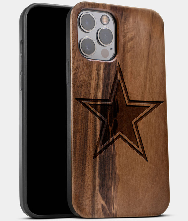 Best Wood Dallas Cowboys iPhone 13 Pro Max Case | Custom Dallas Cowboys Gift | Walnut Wood Cover - Engraved In Nature