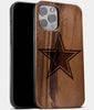 Best Wood Dallas Cowboys iPhone 13 Pro Max Case | Custom Dallas Cowboys Gift | Walnut Wood Cover - Engraved In Nature