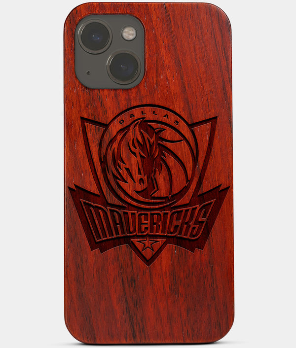 Carved Wood Dallas Mavericks iPhone 13 Case | Custom Dallas Mavericks Gift, Birthday Gift | Personalized Mahogany Wood Cover, Gifts For Him, Monogrammed Gift For Fan | by Engraved In Nature