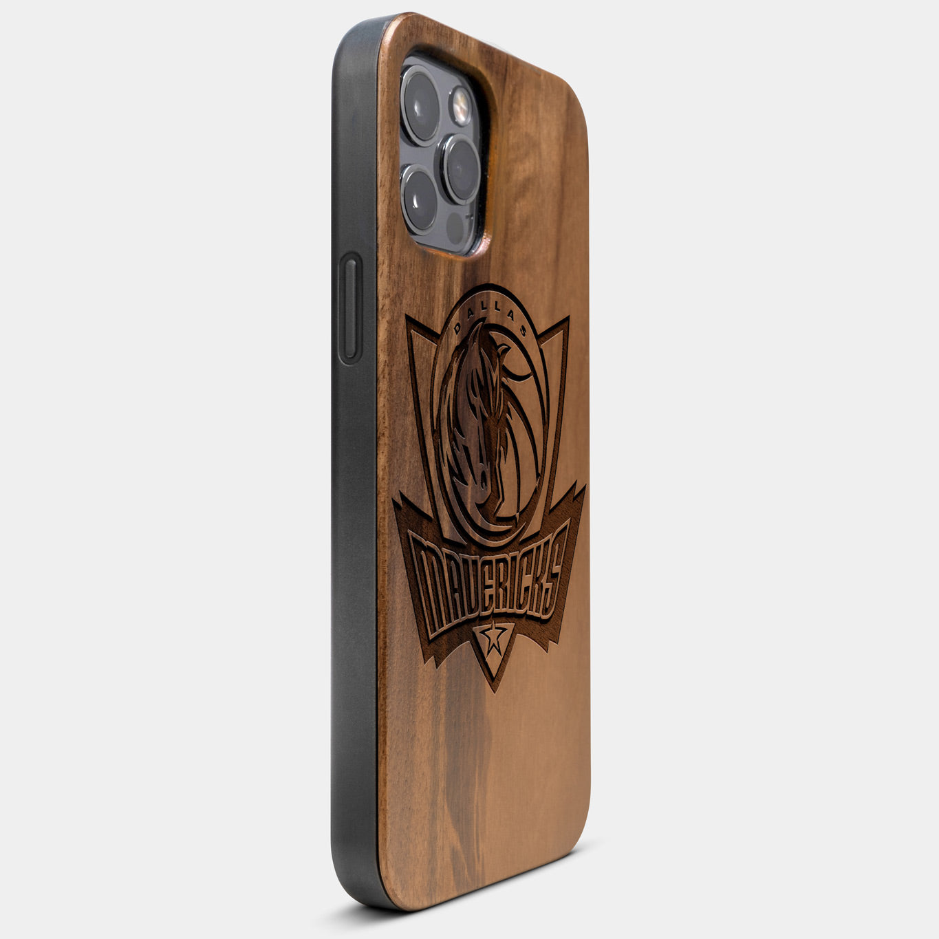 Best Wood Dallas Mavericks iPhone 13 Pro Max Case | Custom Dallas Mavericks Gift | Walnut Wood Cover - Engraved In Nature