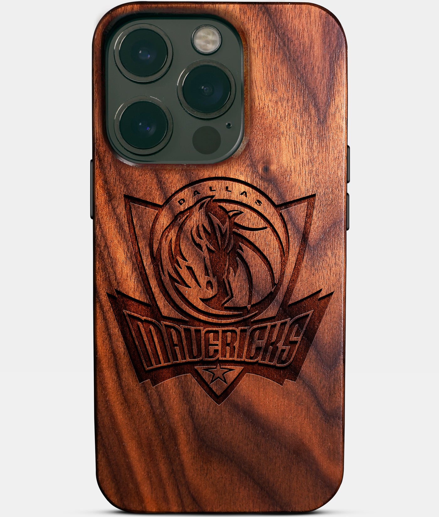 Eco-friendly Dallas Mavericks iPhone 14 Pro Case - Carved Wood Custom Dallas Mavericks Gift For Him - Monogrammed Personalized iPhone 14 Pro Cover By Engraved In Nature