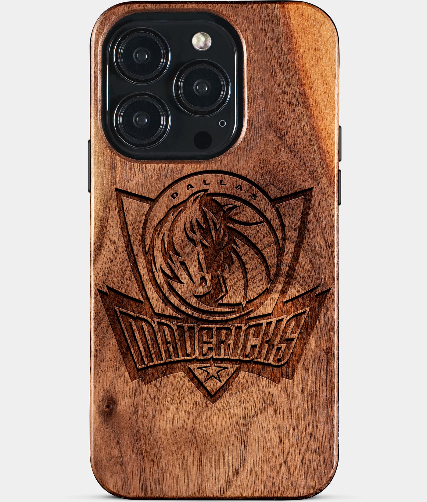 Eco-friendly Dallas Mavericks iPhone 15 Pro Case - Carved Wood Custom Dallas Mavericks Gift For Him - Monogrammed Personalized iPhone 15 Pro Cover By Engraved In Nature