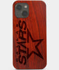 Carved Wood Dallas Stars iPhone 13 Mini Case | Custom Dallas Stars Gift, Birthday Gift | Personalized Mahogany Wood Cover, Gifts For Him, Monogrammed Gift For Fan | by Engraved In Nature