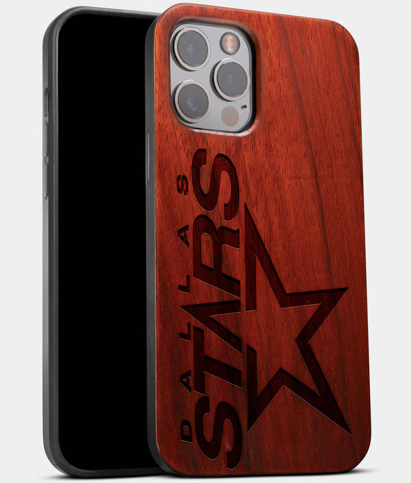 Best Wood Dallas Stars iPhone 13 Pro Case | Custom Dallas Stars Gift | Mahogany Wood Cover - Engraved In Nature