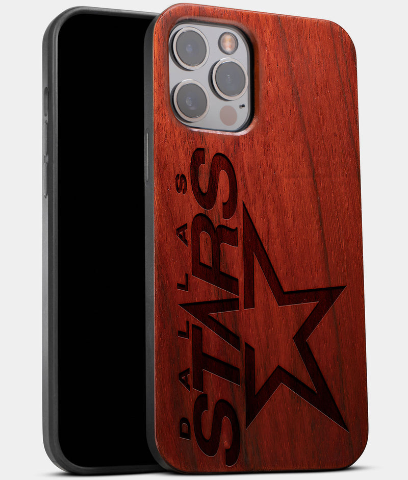 Best Wood Dallas Stars iPhone 13 Pro Max Case | Custom Dallas Stars Gift | Mahogany Wood Cover - Engraved In Nature