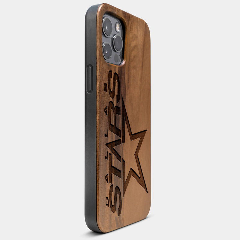 Best Wood Dallas Stars iPhone 13 Pro Max Case | Custom Dallas Stars Gift | Walnut Wood Cover - Engraved In Nature
