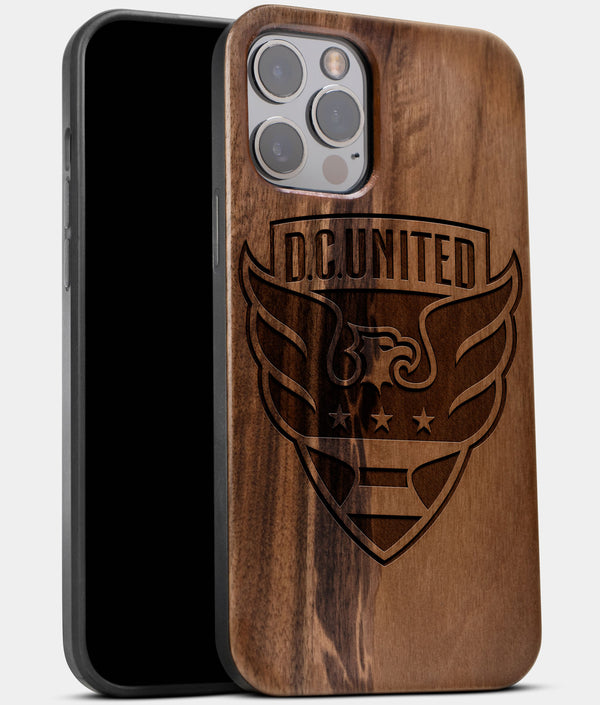 Best Wood D.C. United iPhone 13 Pro Case | Custom D.C. United Gift | Walnut Wood Cover - Engraved In Nature