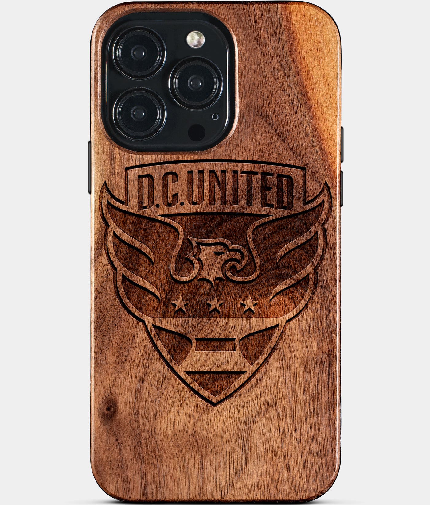 Eco-friendly Dc United iPhone 15 Pro Max Case - Carved Wood Custom Dc United Gift For Him - Monogrammed Personalized iPhone 15 Pro Max Cover By Engraved In Nature