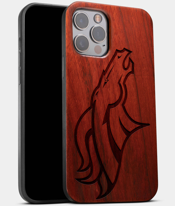 Best Wood Denver Broncos iPhone 13 Pro Max Case | Custom Denver Broncos Gift | Mahogany Wood Cover - Engraved In Nature