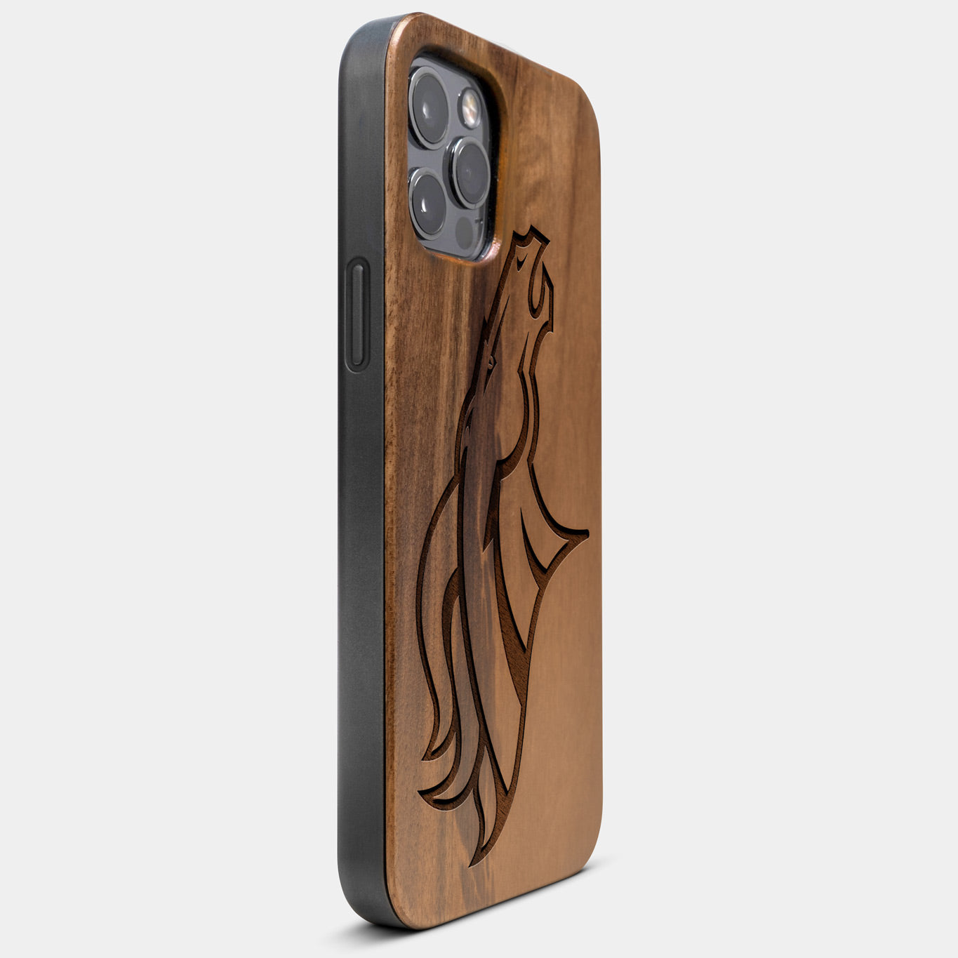 Best Wood Denver Broncos iPhone 13 Pro Max Case | Custom Denver Broncos Gift | Walnut Wood Cover - Engraved In Nature