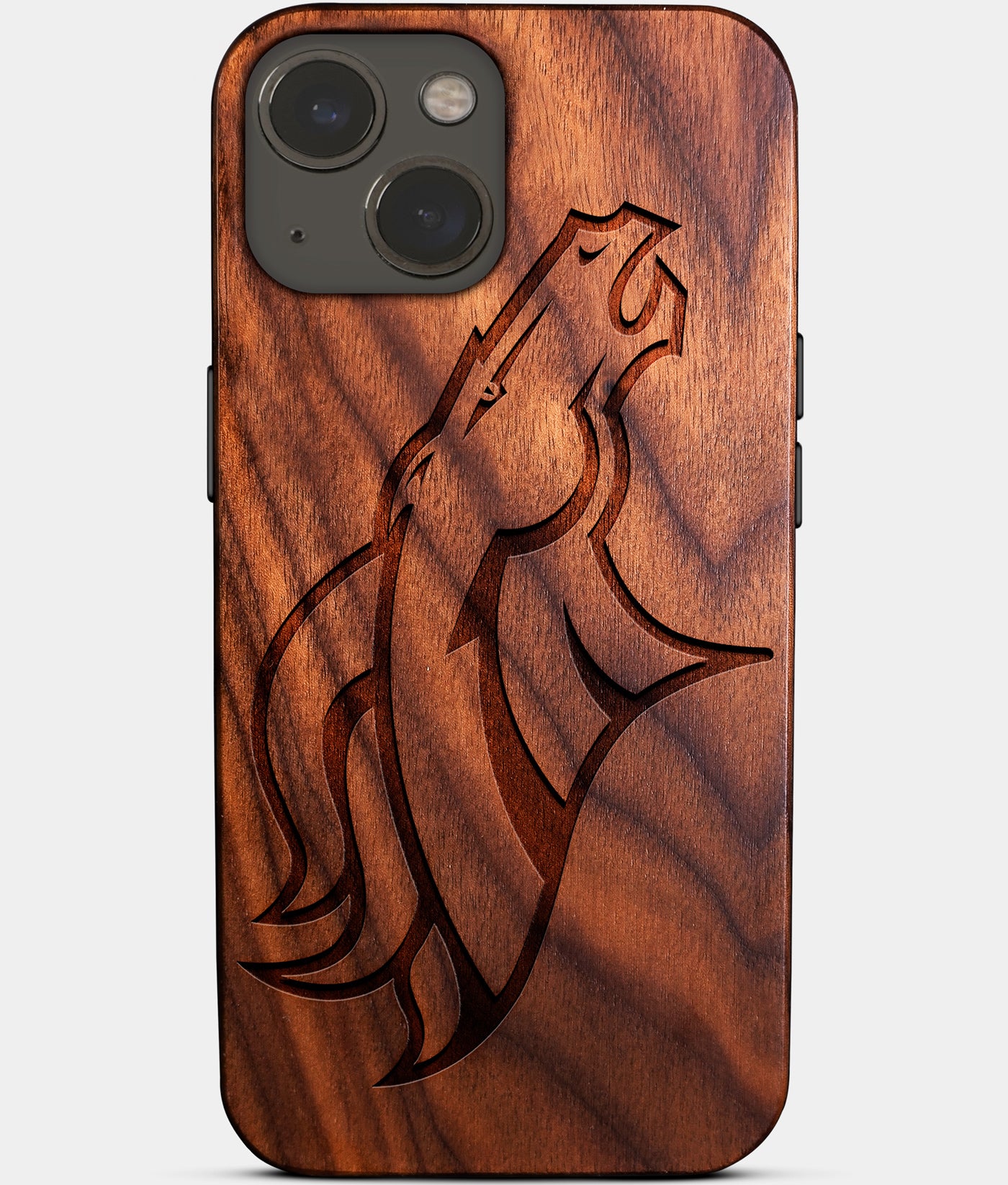 Eco-friendly Denver Broncos iPhone 14 Plus Case - Carved Wood Custom Denver Broncos Gift For Him - Monogrammed Personalized iPhone 14 Plus Cover By Engraved In Nature