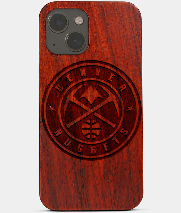 Carved Wood Denver Nuggets iPhone 13 Case | Custom Denver Nuggets Gift, Birthday Gift | Personalized Mahogany Wood Cover, Gifts For Him, Monogrammed Gift For Fan | by Engraved In Nature