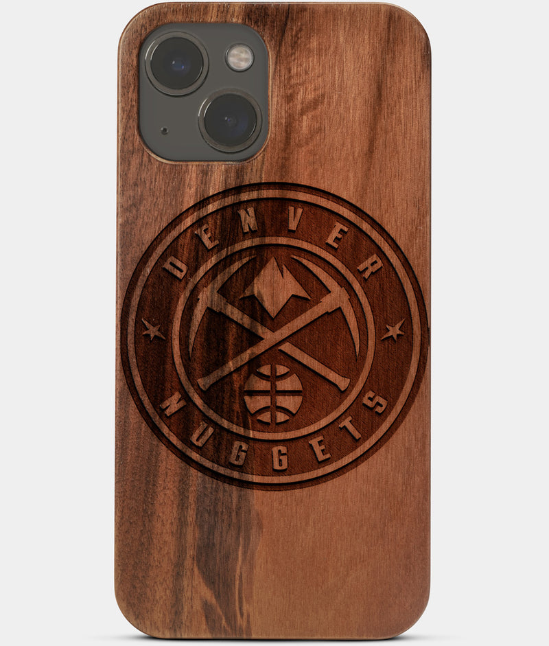 Carved Wood Denver Nuggets iPhone 13 Case | Custom Denver Nuggets Gift, Birthday Gift | Personalized Mahogany Wood Cover, Gifts For Him, Monogrammed Gift For Fan | by Engraved In Nature